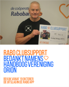 Lees meer over het artikel Orion ontvangt € 303,19 via Rabo ClubSupport!
